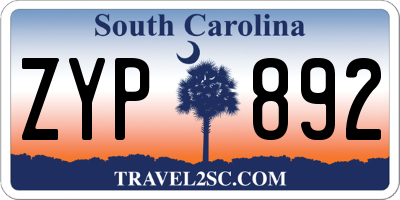 SC license plate ZYP892