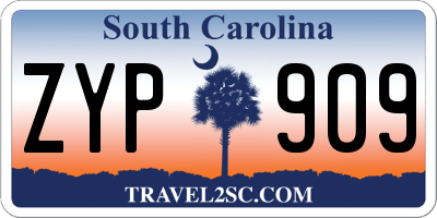 SC license plate ZYP909