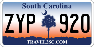 SC license plate ZYP920
