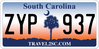 SC license plate ZYP937