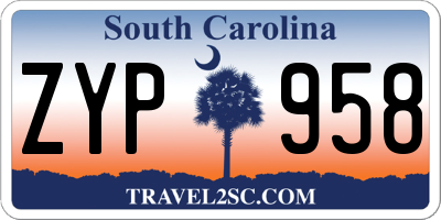 SC license plate ZYP958