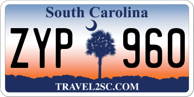 SC license plate ZYP960