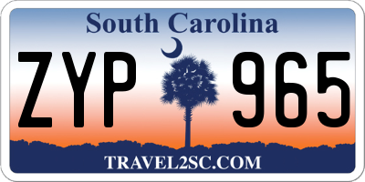 SC license plate ZYP965