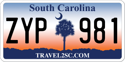 SC license plate ZYP981