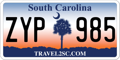 SC license plate ZYP985
