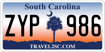 SC license plate ZYP986