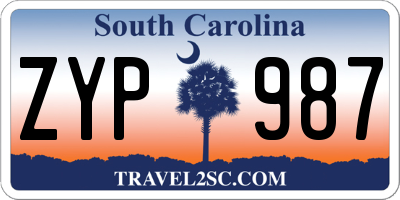 SC license plate ZYP987