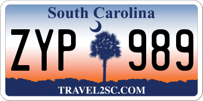 SC license plate ZYP989