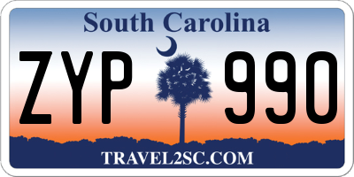 SC license plate ZYP990