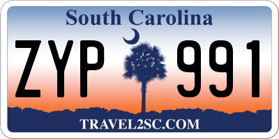 SC license plate ZYP991