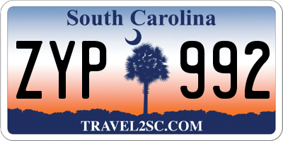 SC license plate ZYP992