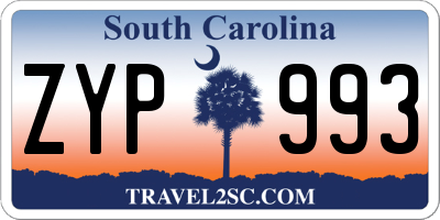 SC license plate ZYP993