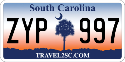 SC license plate ZYP997
