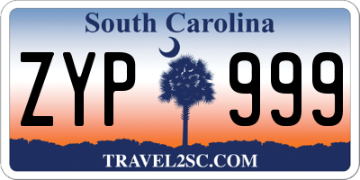 SC license plate ZYP999