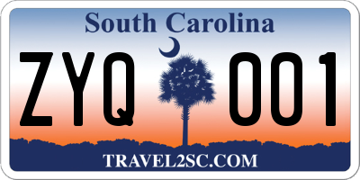SC license plate ZYQ001