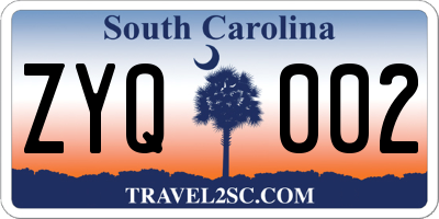SC license plate ZYQ002