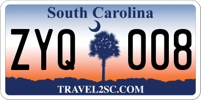 SC license plate ZYQ008