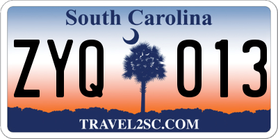 SC license plate ZYQ013