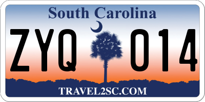 SC license plate ZYQ014