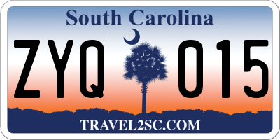 SC license plate ZYQ015