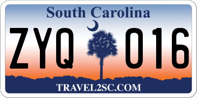 SC license plate ZYQ016