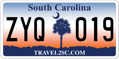 SC license plate ZYQ019