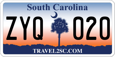 SC license plate ZYQ020