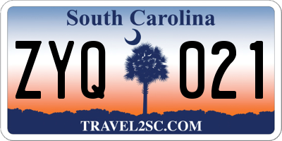 SC license plate ZYQ021
