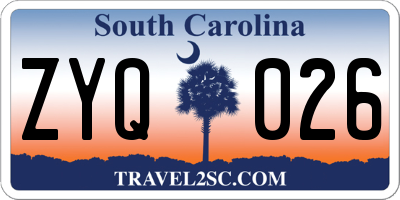SC license plate ZYQ026