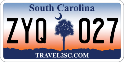 SC license plate ZYQ027