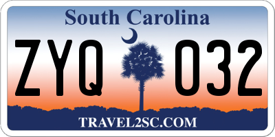 SC license plate ZYQ032
