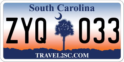 SC license plate ZYQ033