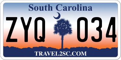 SC license plate ZYQ034
