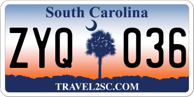 SC license plate ZYQ036