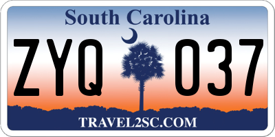 SC license plate ZYQ037
