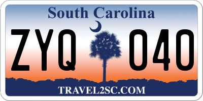 SC license plate ZYQ040