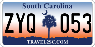 SC license plate ZYQ053