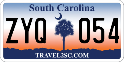 SC license plate ZYQ054
