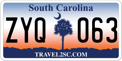 SC license plate ZYQ063