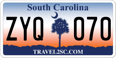 SC license plate ZYQ070