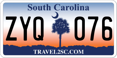 SC license plate ZYQ076