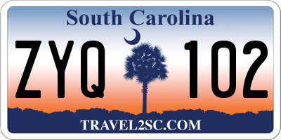 SC license plate ZYQ102