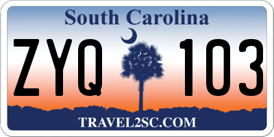 SC license plate ZYQ103