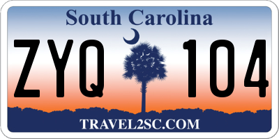 SC license plate ZYQ104