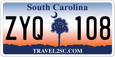 SC license plate ZYQ108