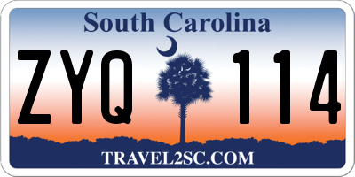 SC license plate ZYQ114