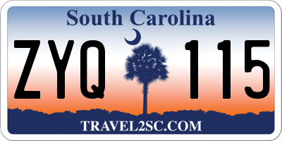 SC license plate ZYQ115