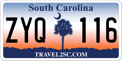 SC license plate ZYQ116