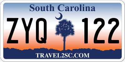 SC license plate ZYQ122