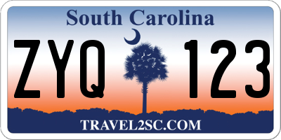 SC license plate ZYQ123